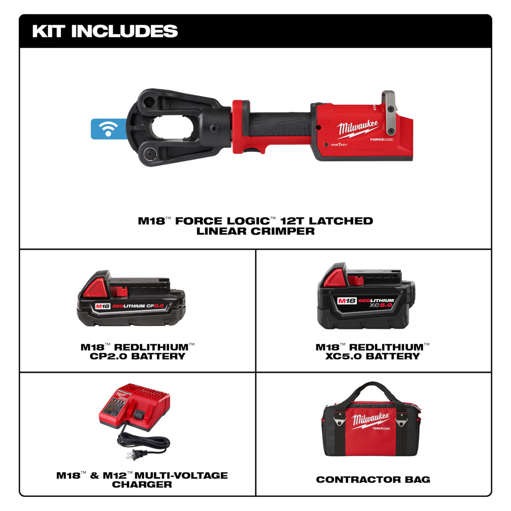 Milwaukee M18 FORCE LOGIC 12T Latched Linear Crimper from Columbia Safety